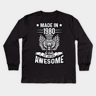 Made In 1980 44 Years Of Being Awesome Birthday Kids Long Sleeve T-Shirt